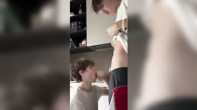 Two Blonde Twinks Go Down on Each Other and Their Older Daddy in a Bedroom Blowjob Adventure