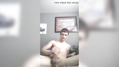 Teen with a massive dick shows off on webcam and jerks off
