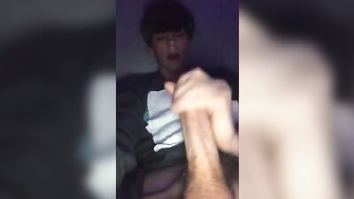 Teenage Boy with Pubic Hair Masturbates to Cumshots of Straight Dicks