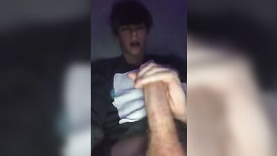 Teenage Boy with Pubic Hair Masturbates to Cumshots of Straight Dicks