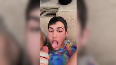 Young and Handsome Boy Pleasures Himself in Front of the Camera