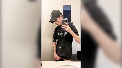 Tatted up boy solo webcam jizzing his dick to the max - AI enhanced