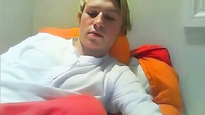 Shaving the Shaft with a Balding Bed Buddy - AI Assisted Amateur Blond Boys Handjob Cumshot Solo Webcam