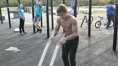 Teenagers Working Out Outside