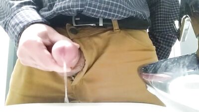 Little Cock Daddy Wank At Work With Big Cum Spurt 2