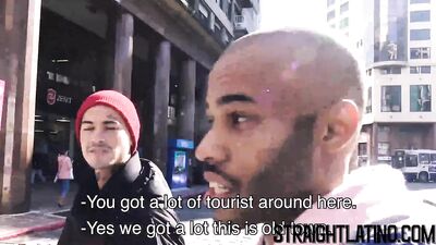 Inked Straight Latino Bareback Before Black Stud Facial