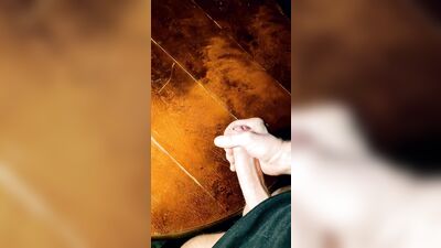 Straight Hung Jock Milks His Big Uncut Cock On The Table