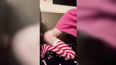 Cute femboy fucks dildo till they cum
