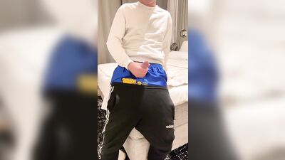 Sagging and wank in Adidas Tracksuit and satin Boxer