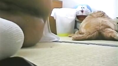 While being watched by Doraemon