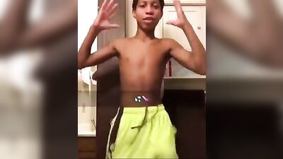 Teenage Black Boy Enjoys Playing with His Big Cock to Black Music while Masturbating in Solo Session