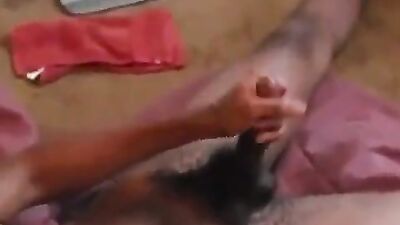 He pleasures himself with a powerful hand job and delivers a satisfying climax, leaving him satisfied
