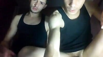 Gangbang in the bedroom, two brothers get naughty and suck a cute teen on cam!