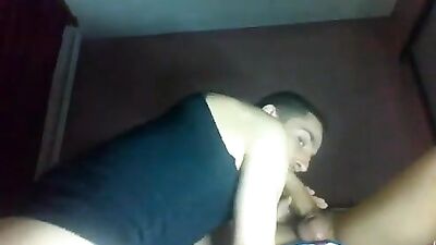 Gangbang in the bedroom, two brothers get naughty and suck a cute teen on cam!