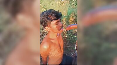 Asian village men having sex in the public place