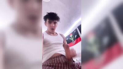 Straight Boy in White Underwear Shooting His Load