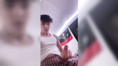 Straight Boy in White Underwear Shooting His Load