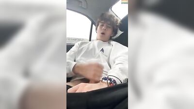 Curly boy spills his seed on the street, twink webcam show