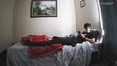Young and Innocent: A Bedroom Cam Show of a Twink Catching His Own Cum Shot in Private