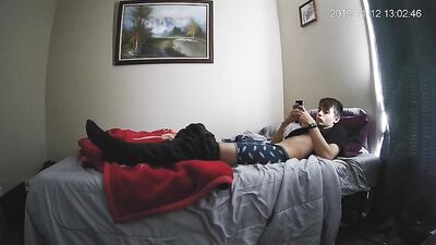 Young and Innocent: A Bedroom Cam Show of a Twink Catching His Own Cum Shot in Private