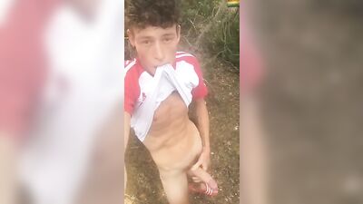 Young Adonis Showcases His Athletic Body while Masturbating in Natures Beauty