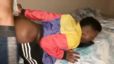 Young stud getting pounded by a big black dick, no cum!