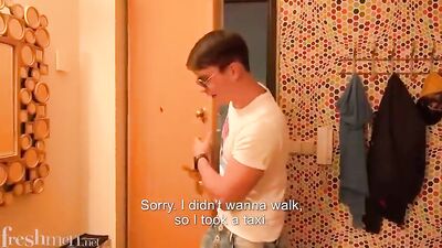 Gay Twink Threesome in a Hot Showerscene with Unprotected Anal Sex and Raucous Cumshot Action