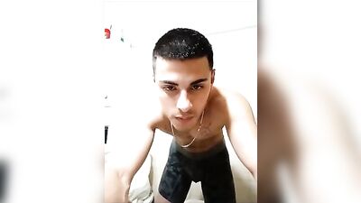 Hardbody Latino Boy Taking a Private Show in the Shower and Exposing His Gigantic Cock