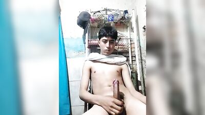 Mexican American Teenager Pleasuring Himself in the Restroom