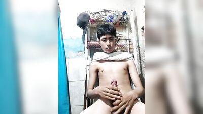 Mexican American Teenager Pleasuring Himself in the Restroom