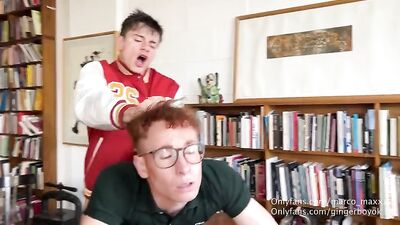 Frat Boys Get Loud and Messy with Explosive Bareback Blowjobs in the Library!