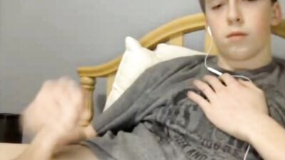 Gay Threesome in the Bedroom with a Grey Shirt