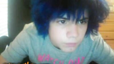 Sexy Blue Hair Boys Solo Web-Cam Adventure
