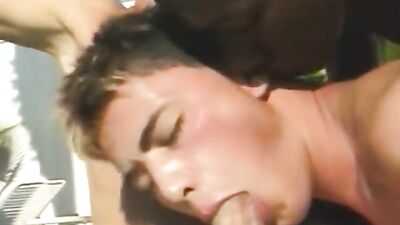 Interracial Vintage Bareback Gangbang in a Poolside Paradise