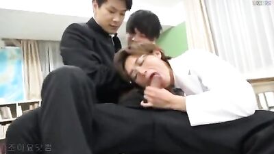 Sexy Asian Twinks Take on Three Huge Cocks