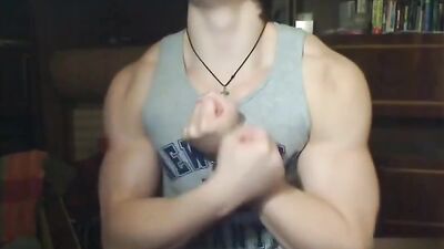 Handsome College Student Pleasures Himself in Bedroom