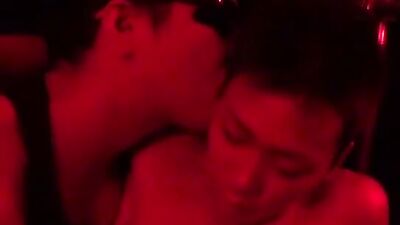 Japanese Bodybuilder Kimura Teppeis Rigid Tube Slamming in the Kitchen Cabinet with Asian Muscle Boys