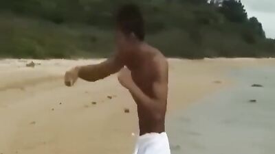 Sunset Bodybuilder Ikemen Yoga Sex in the Wild