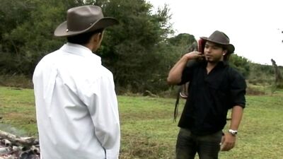 Muscle Latino Friends Bareback Fucking at Backyard