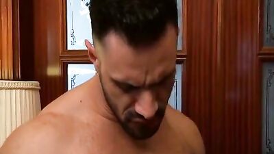 Big and Bare Bear Daddies Dominate a Bar Boy in Multiple Manifestations of Mano-a-Mano Mutual Masturbation