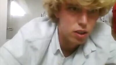 Young and tight in bed: Amateur blonde boys play with their asses