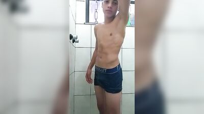 Gym Time with a Tight Latin Ass in the Shower