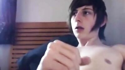 Young Emo Boy Gets Pounded By Two Big Dicks, Ending With A Hot Cumshot