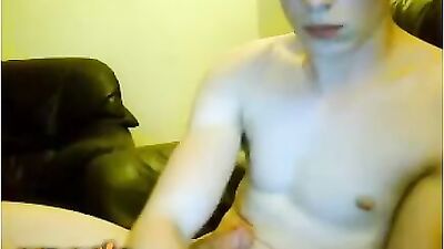 Baby Blonde Twink Sits on Sofa and Masturbates