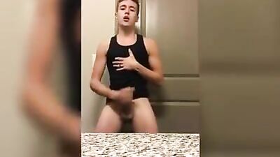 One-Handed Jerking in the Bathroom: Amateur Big Cock Cum Shot Compilation