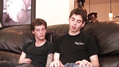 Gay Threesome: Handsome Amateurs Suck and Fuck on Brown Sofa While Showing Off Their Feet