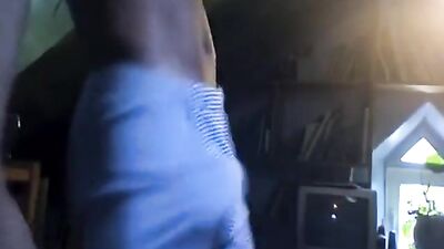 African American Stepson Pleasures His Own Big Dick in Fathers Study