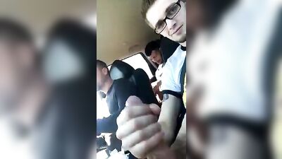 Pounding on the train seat, his cock throbbing with desire