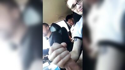 Pounding on the train seat, his cock throbbing with desire