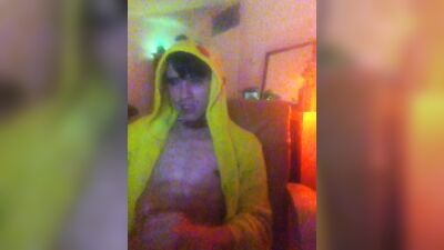 Jerking off in a retro styled bedroom